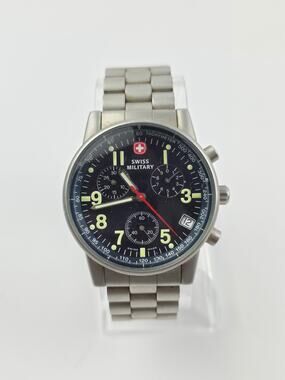Swiss Military Chronograph Men's Watch Blue Dial 38mm Fresh Battery Working
